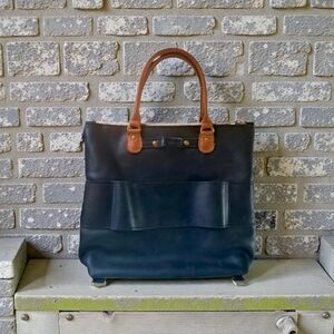 Sseko Zip Top Handbag In Oiled Black Leather NWOT-Beauty!